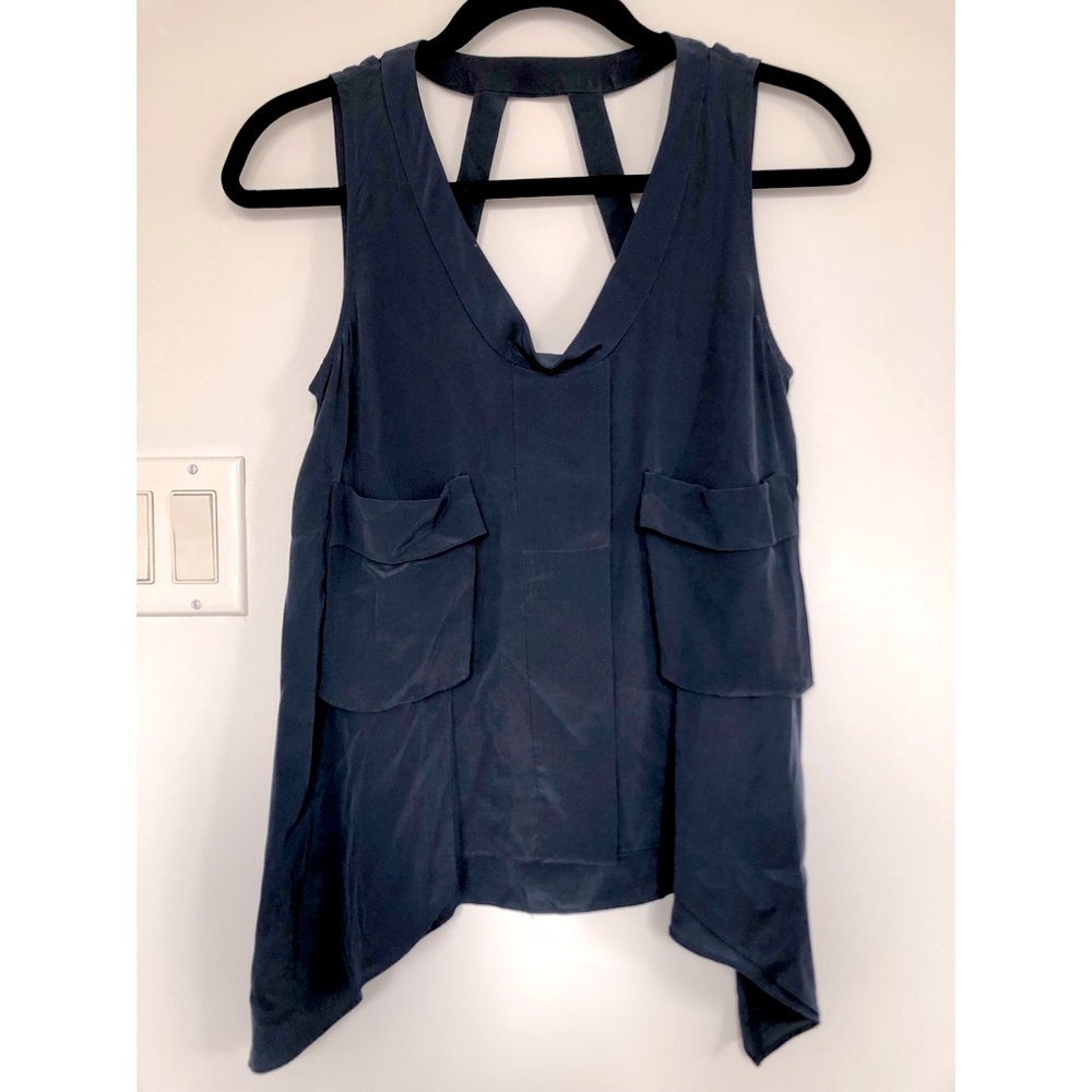 BCBGMaxAzria 100% Silk Top in Navy - XS